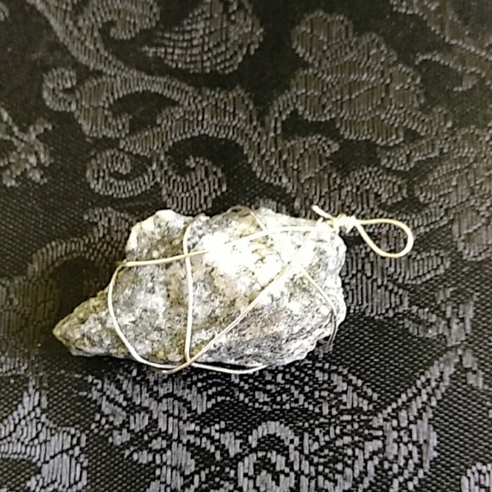 Handmade Medium wire wrapped healing stone pendant